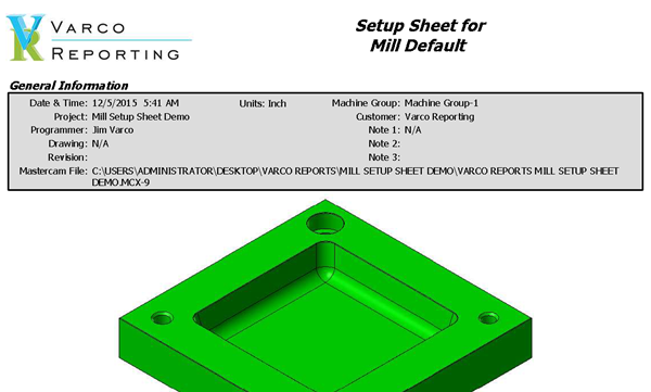 varco reports for mastercam mastercam setup sheets